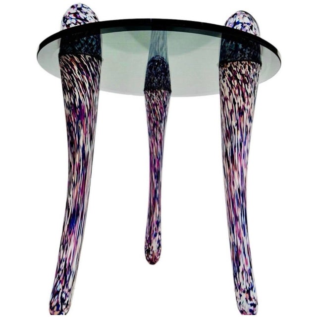 Murano Postmodern Italian Glass Side Table Gorgeous handcrafted in Italy Murano rare side Table For condition, there is...