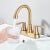 Brushed Gold Bathroom Sink Faucet 3 Holes 4in Centerset Vanity Mixer With Drain For Sale - Image 11 of 11