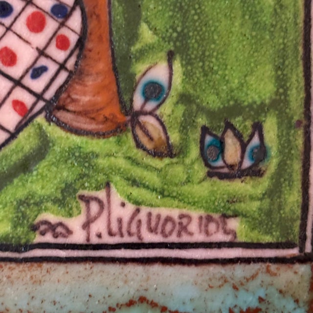 Vintage Hand Painted Greek Ceramic Tile Wall Plaque, Signed & Dated For Sale - Image 13 of 18