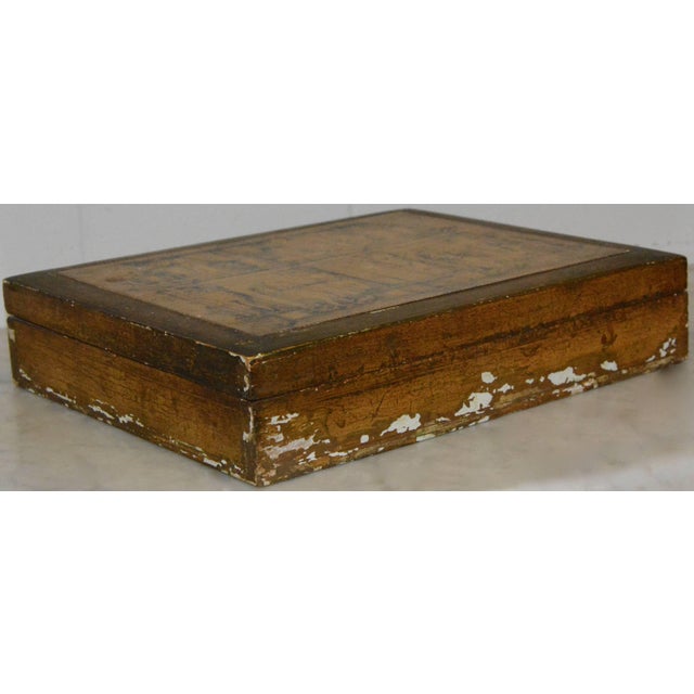 Italian Gilt Jewelry Box With Graphics For Sale - Image 4 of 8
