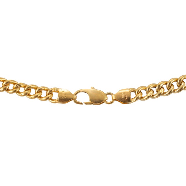 Late 20th Century Vintage 18k Yellow Gold Chunky Graduated Curb Link Chain Necklace For Sale - Image 5 of 8