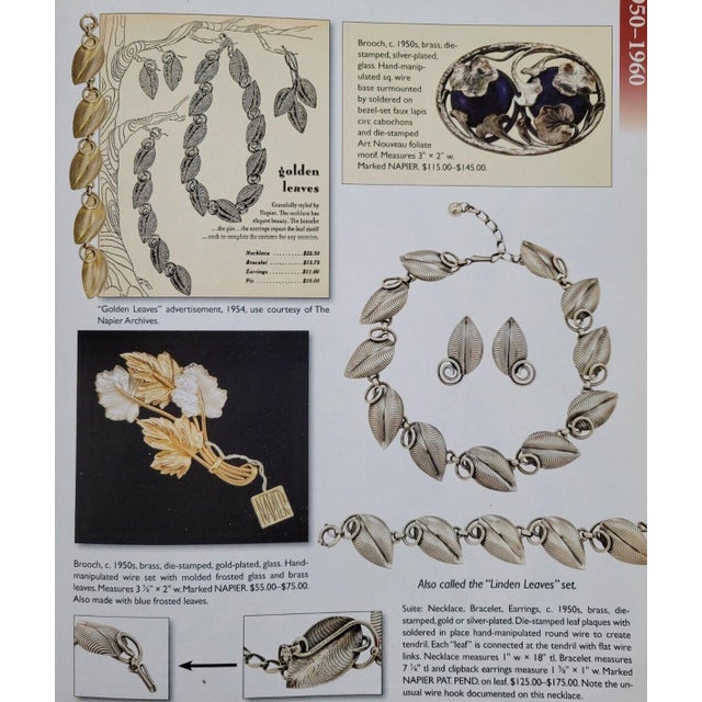 Silvertone textured leaves with curled stem clip back earrings. Marked "NAPIER PAT. PEND." Measure: 1 5/8 inches long by 1...