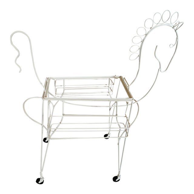 1960s , John Risley, Weinberg Style Metal Horse Cocktail Bar Cart on Wheels For Sale