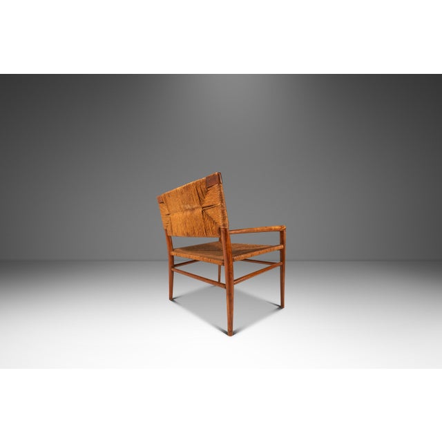 1950s Rare Mid-Century Modern Armchair in Original Condition in Oak & Rush by Mel Smilow for Smilow-Thielle, Usa, C. 1950s For Sale - Image 5 of 18