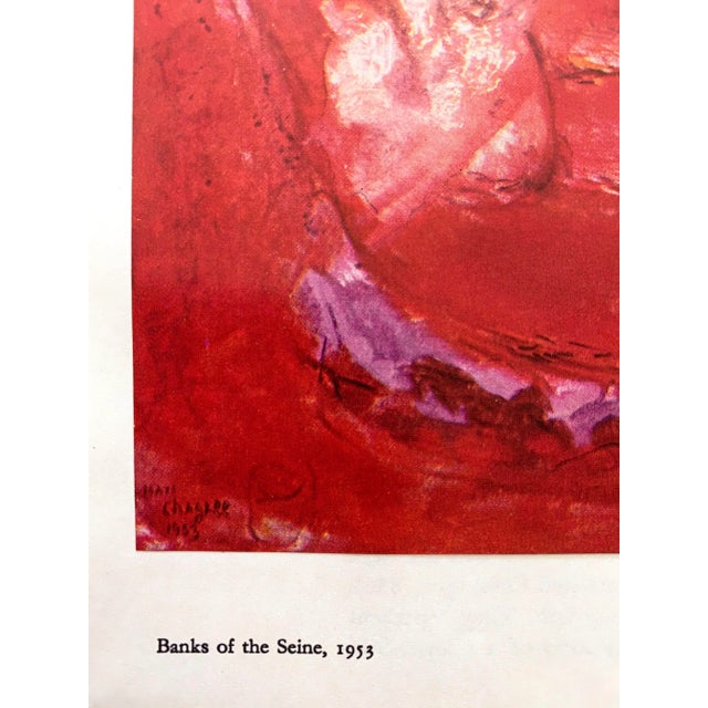 Red Marc Chagall Vintage 1958 First Edition Lithograph Print " Banks of the Seine " 1953 For Sale - Image 8 of 11