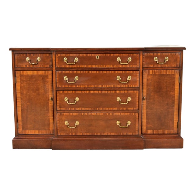Councill Georgian Banded Mahogany Sideboard, Credenza, or Bar Cabinet For Sale