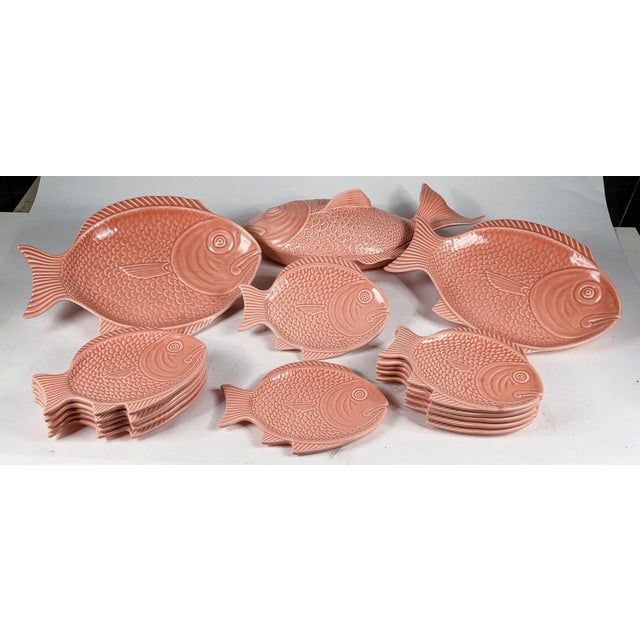 Salmon Colored Plates, Set of 15 For Sale - Image 9 of 10