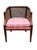 Vintage Klingman’s Grand Rapids Cane Barrel-Back Armchair | Mid-Century Modern Hollywood Regency | Tufted Pink Plaid...