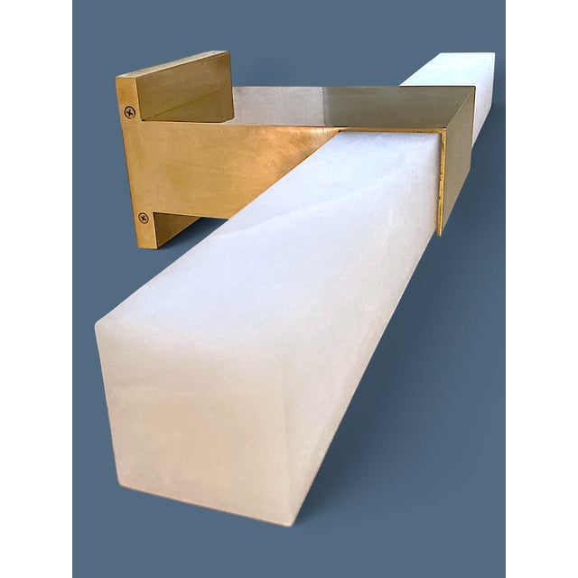 Kelly Wearstler for Visual Comfort Covet 24" Alabaster Bath Light in Antique-Burnished Brass For Sale In Richmond - Image 6 of 18
