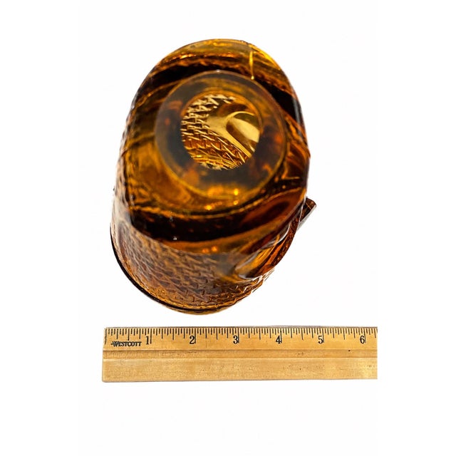 c. 1969 Authentic Viking Art Glass Original two-piece construction Amber pressed art glass Mid-Century Modern design...