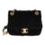 Black Camellia Embossed Velvet Mini Square Flap Bag For Sale