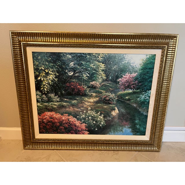 Paint 1960s Henry Peeters Hand-Embellished Giclee Landscape Impressionist Framed Reproduction Print For Sale - Image 7 of 7