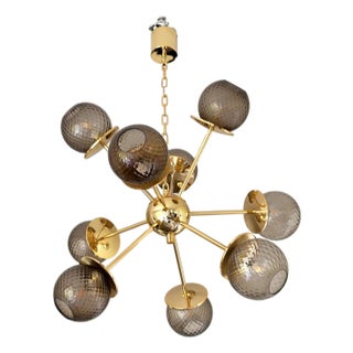 Italian Gold Chandelier in Murano Glass by Simoeng For Sale