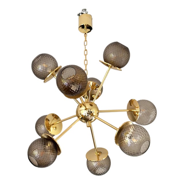 Italian Gold Chandelier in Murano Glass by Simoeng For Sale