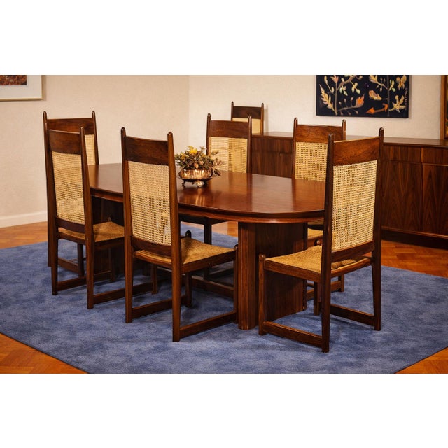 Set of 12 Brazilian Modern Dining Chairs in Rosewood & Caning by Fatima, 1960s Lot 606A For Sale - Image 16 of 16