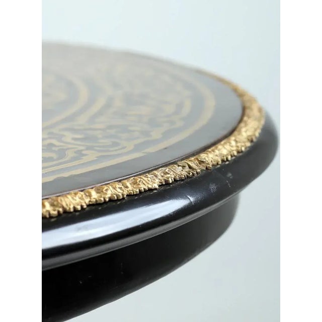 Napoleon III Inlaid and Brass Ebonized Side Table, 1880s For Sale - Image 9 of 11