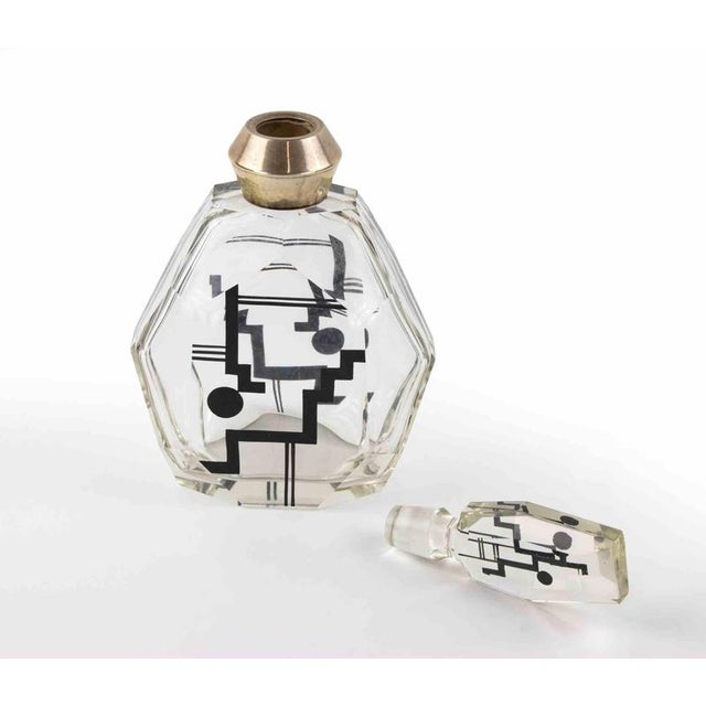 Art Deco Bohemian Glass Bottle, Europe, 1930s For Sale - Image 4 of 6