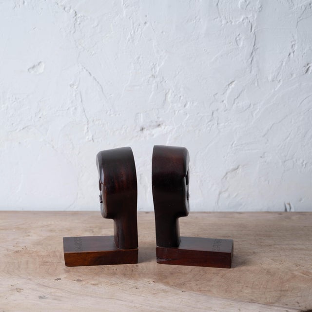 Pair of Carved Wood Haitian Modernist Bookends, C. 1960 For Sale In Savannah - Image 6 of 12