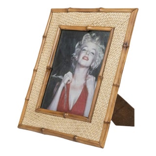 Mid-Century Bamboo and Rattan Picture Frame, Italy, 1970s For Sale