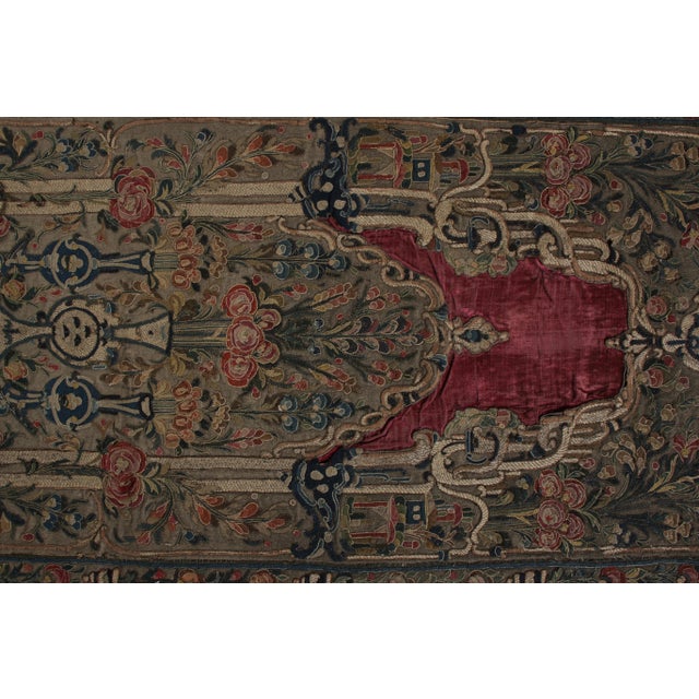 Antique Italian Tapestry in Green and Red With Floral Patterns, From Rug & Kilim For Sale In New York - Image 6 of 8