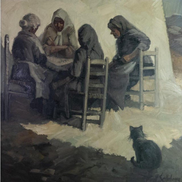 Gold Font Sellabona, Les Velles De La Nostra Terra, 1972, Oil on Canvas, Framed For Sale - Image 8 of 8