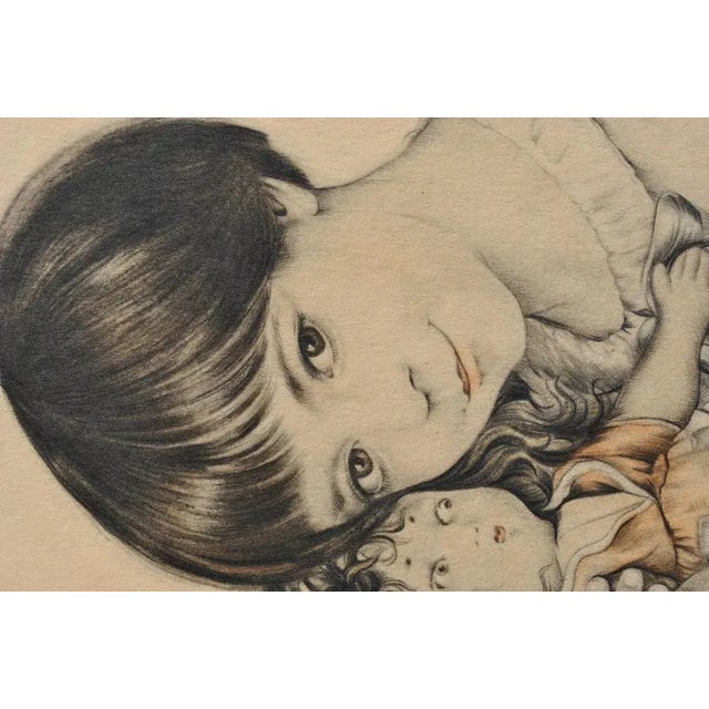 Walter SAUER (1889-1927) Portrait of a child and her doll, 1930 Offset and spot color printing Signed in the plate Limited...