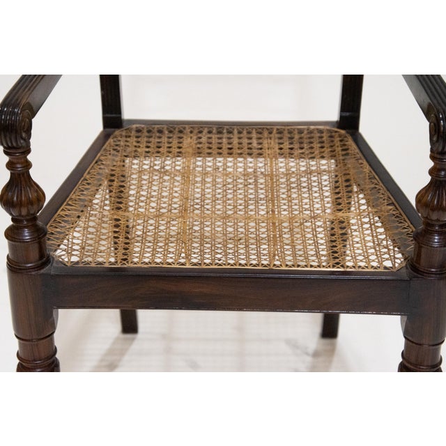 A Pair of Anglo-Indian Hardwood and Caned Armchairs For Sale - Image 9 of 9