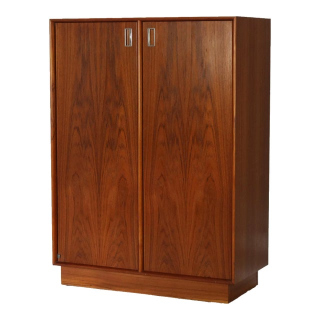 Mid Century Modern Danish Modern Teakwood Double Door Armoire 20thC For Sale