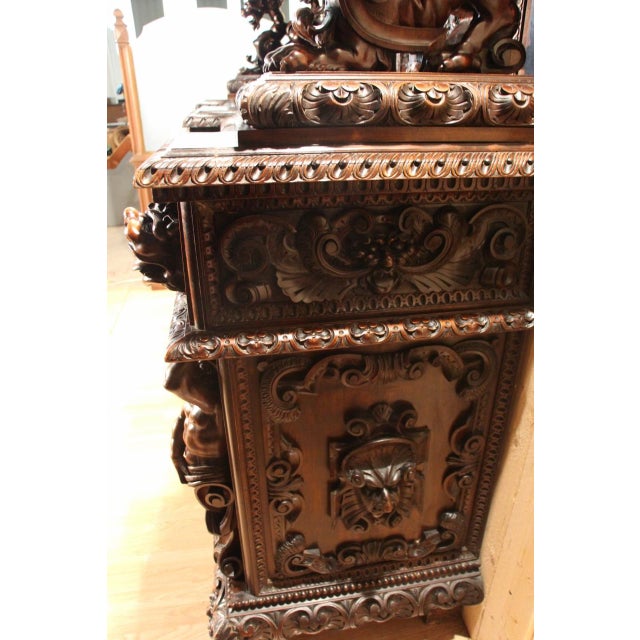 Renaissance-Style Walnut Castle Sideboard, 19th Century For Sale - Image 10 of 16