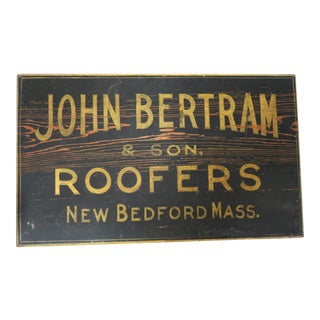 Antique Wood New Bedford Mass. Roofers Sign For Sale