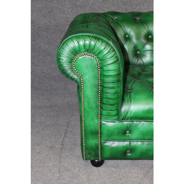 Animal Skin Custom Made English Emerald Green Tufted Chesterfield Sofa For Sale - Image 7 of 12