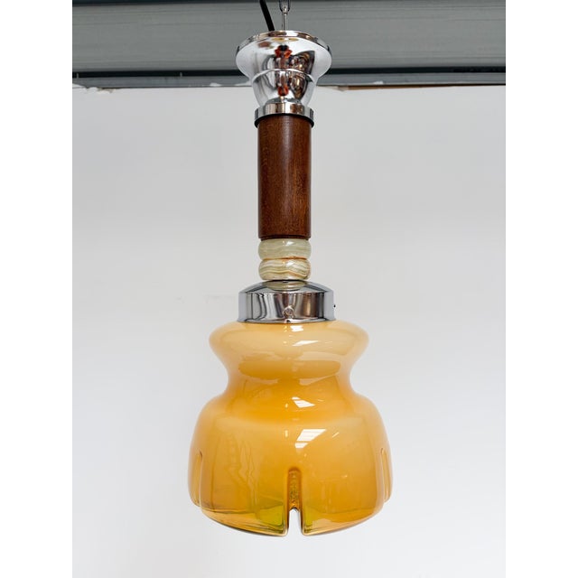 Amber Colored Murano Glass Ceiling Lamp, Italy, 1960s For Sale - Image 4 of 14