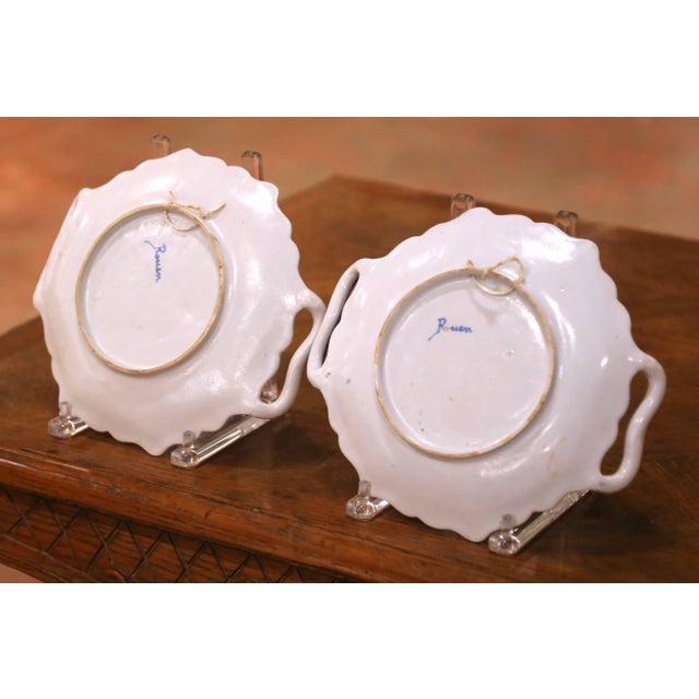 Pair of Early 20th Century French Rouen Faience Armorial Wall Platters For Sale - Image 9 of 10