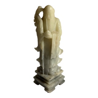 1920s Chinese Carved Soapstone Old Man "Sau" Figurine For Sale