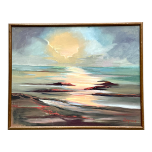 Vintage Framed Seascape Oil Painting