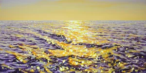Early 21st Century Warm Ocean Light. Modern Original Hand Painting.