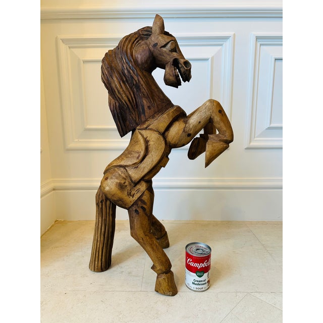 Fabulous 28” Vintage Handcarved Wood Horse Sculpture. Spectacular large form. Rustic style, but with a great attention to...
