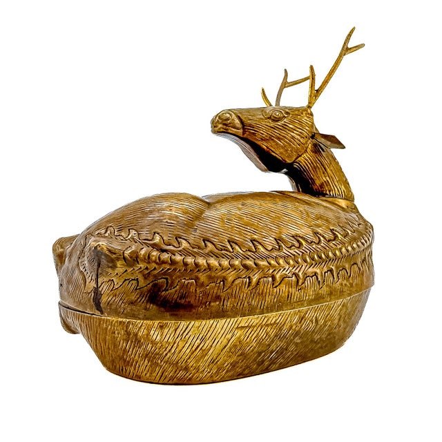 Mid 20th Century Brass Reclining Stag Betel Box by j.w. Robinson's For Sale - Image 4 of 12
