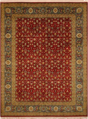 1980s Shabby Chic Heritage Red/Teal Wool Rug - 9'0 X 12'0