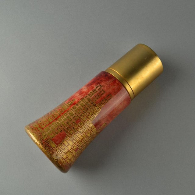 Metal Cocktail Shaker in Red and Gilded Parchment by Aldo Tura, 1950s For Sale - Image 7 of 11