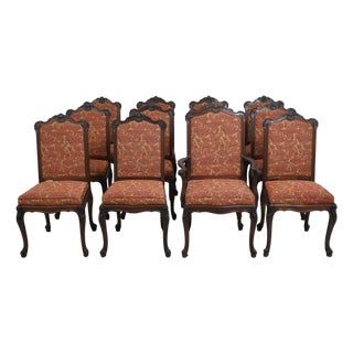 Set of 12 Paine French Louis XV Walnut Dining Chairs For Sale