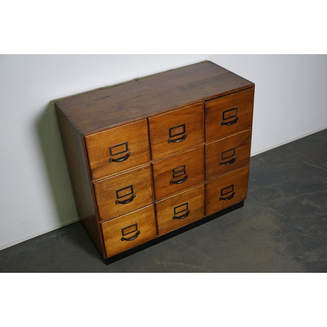 Industrial Vintage German Pine Apothecary Cabinet, 1950s For Sale - Image 3 of 18
