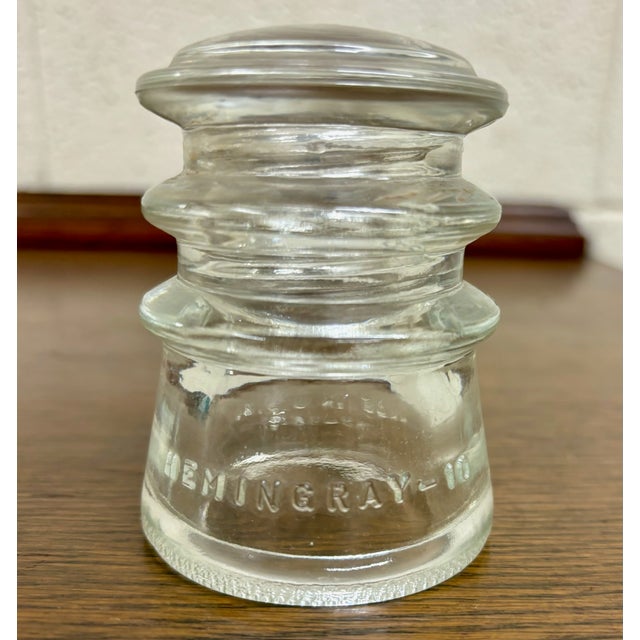 Vintage Clear Glass Hemingray-10 Insulator 13-54 For Sale - Image 4 of 7
