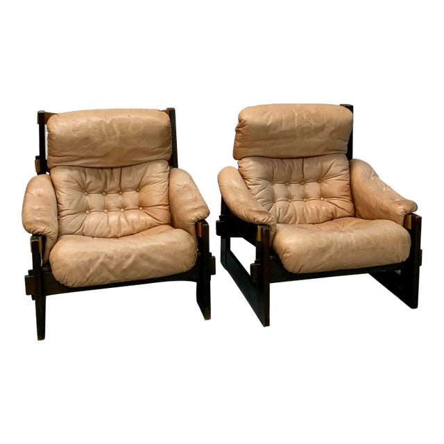 Pair of 1950s Danish Leather Lounge Chairs For Sale