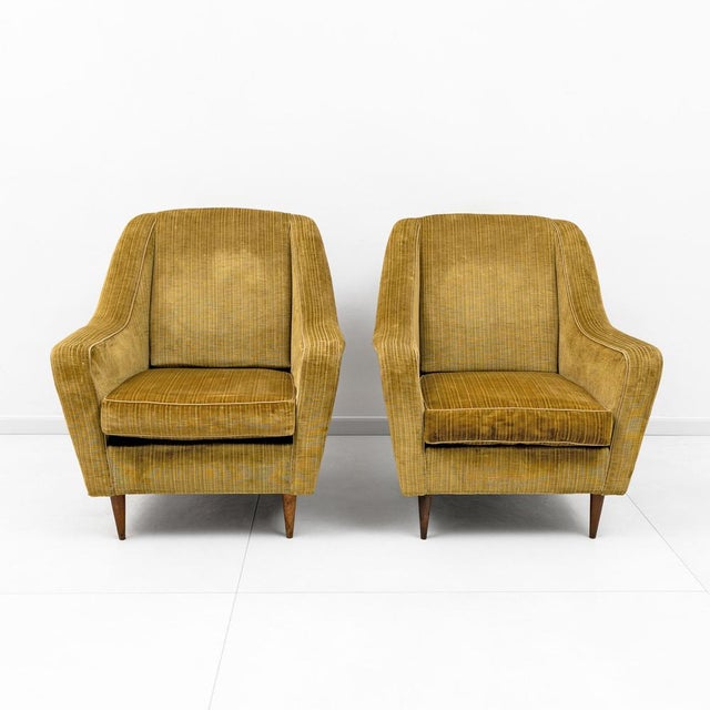 Yellow Mid-Century Modern Italian Armchairs, 1950s, Set of 2 For Sale - Image 8 of 8
