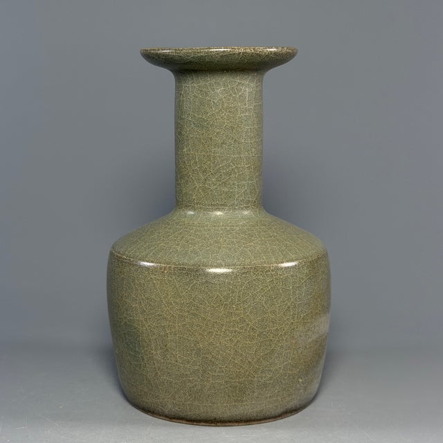15th Century & Earlier Antique Chinese Official‑Style Celadon Disk‑Mouth Vase For Sale - Image 5 of 7