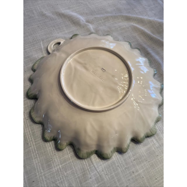 1990s Vintage Majolica Fitz and Floyd Classics Lettuce Leaf Serving Platter For Sale - Image 5 of 5