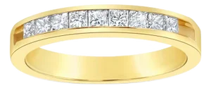 Princess Cut Channel Diamond Wedding Band, Size 6