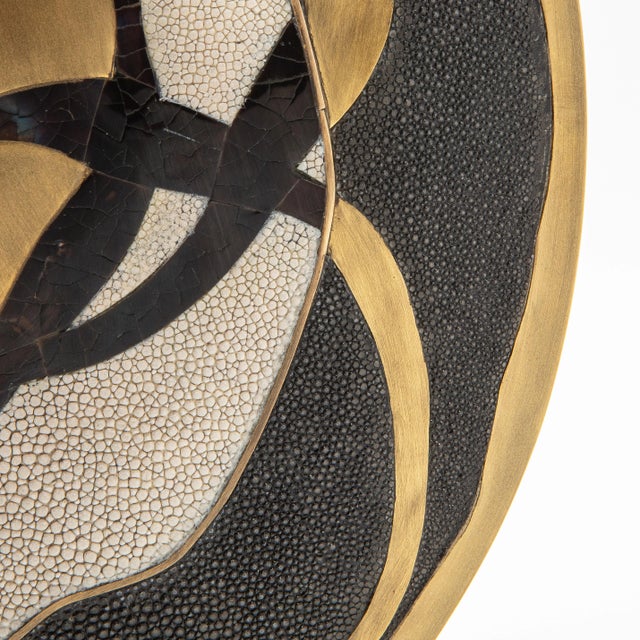 Modern Vase in Shagreen With Shell and Brass Details by R & Y Augousti For Sale - Image 10 of 10