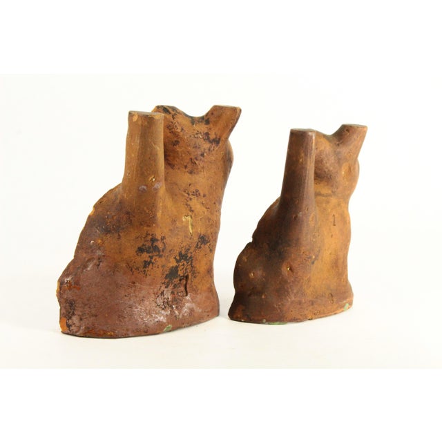 19th Century Rare 19th C Pair of Glazed Redware Rabbit Molds, Pennsylvania For Sale - Image 5 of 18